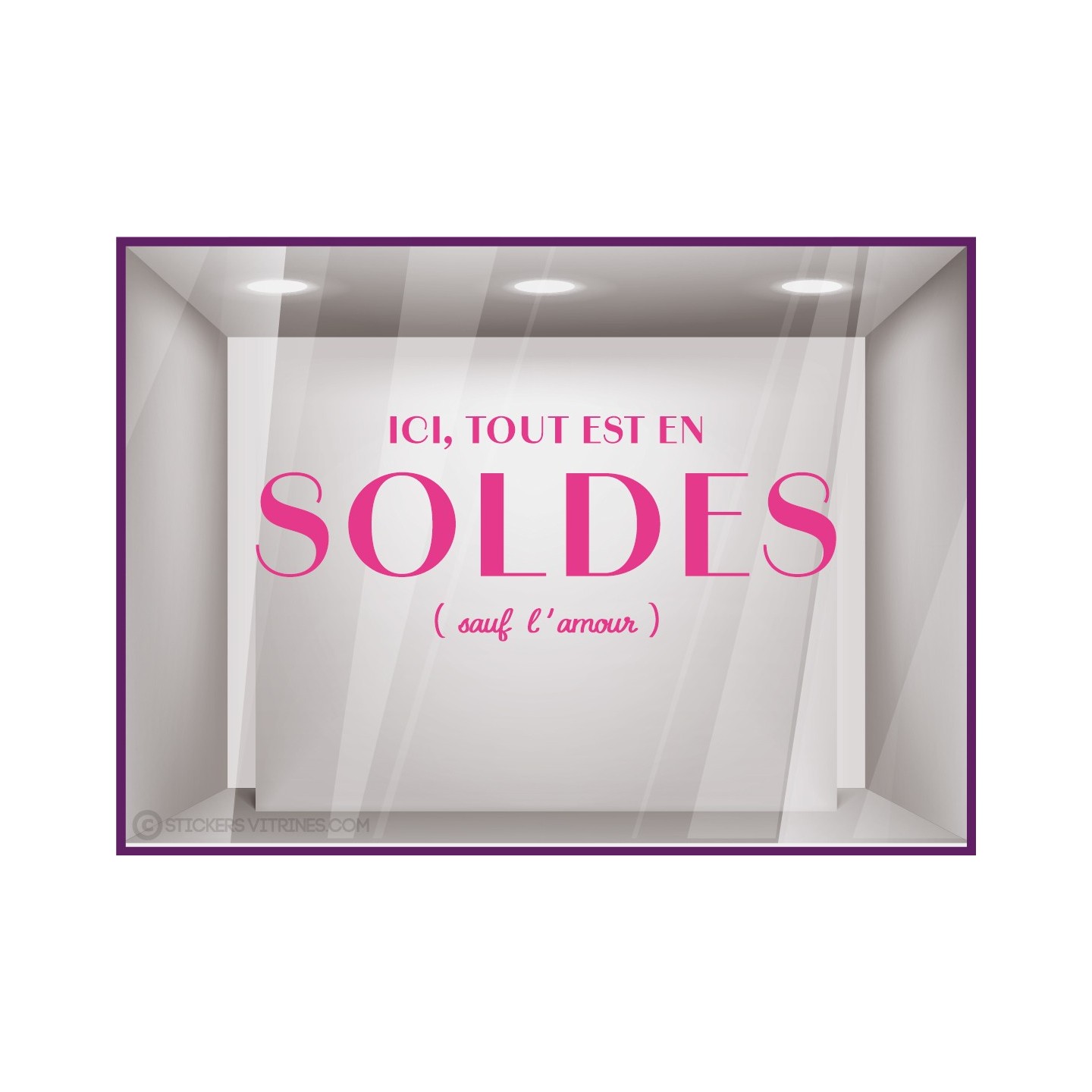 STICKER LETTRAGE SOLDES AMOUR VITRINE MAGASIN FOURNISSEUR PAS CHER VITROPHANIE