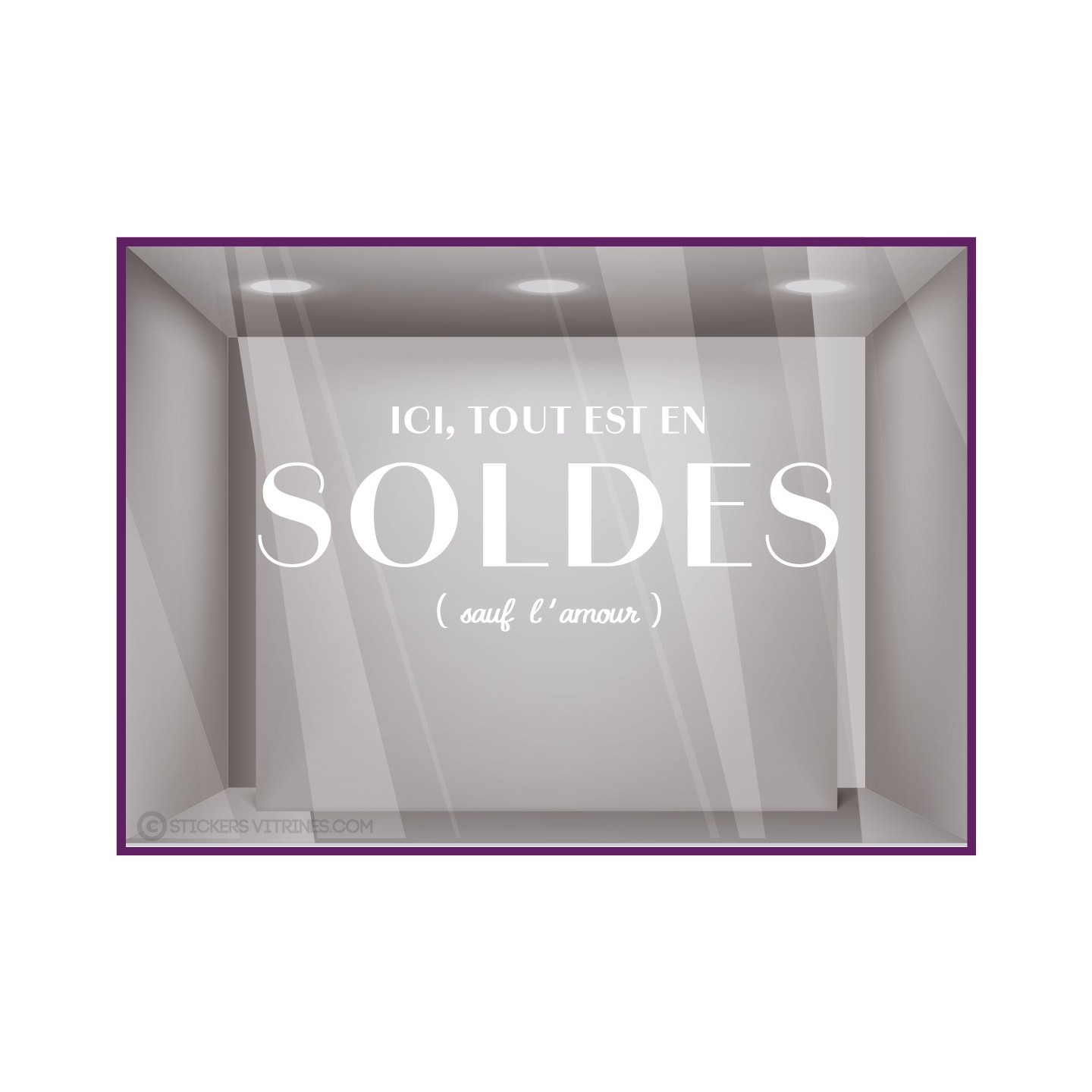 STICKER LETTRAGE ADHESIF MAGASIN FABRICANT VITRINE VITROPHANIE CALICOT SIGNALETIQUE SOLDES AMOUR