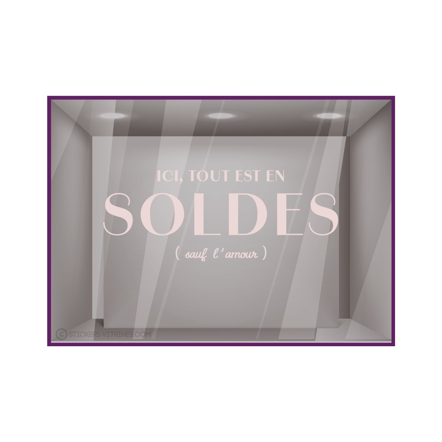 STICKER LETTRAGE ADHESIF SOLDES AMOUR VITROPHANIE CALICOT SIGNALETIQUE VITRINE MAGASIN BOUTIQUE