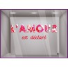 sticker saint valentin humour l amour est declare vitrine magasin bijouterie fleuriste boutique fournisseur fabricant imprimeur
