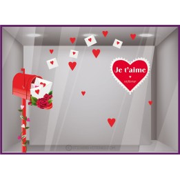 sticker boite au lettres timbre coeur saint valentin idee deco magasin vitrine boutique pas cher fournisseur vitrophanie