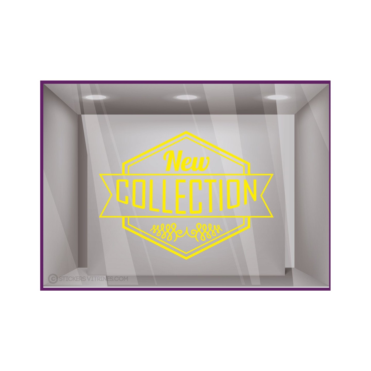 Sticker Banniere New Collection Hipster calicot lettrage autocolant adhesif vitrophanie mode boutique magasin enseigne vitre