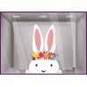 STICKER LAPIN PAQUES AUTOCOLLANT GEANT VITROPHANIE MAGASIN DECORATION BOULANGERIE CHOCOLATIER BOUTIQUE VITRINE CALICOT