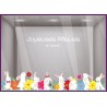 STICKER FRISE LAPIN PAQUES CHOCOLAT FLEUR DECORATION BOULANGERIE PATISSERIE CHOCOLATERIE MAGASIN VITRINE VITROPHANIE ADHESIF
