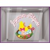 STICKER VITRINE JOYEUSES PAQUES NID COCOTTE OEUFS MAGASIN VITRINE BOULANGERIE PATISSERIE CHOCOLATIER