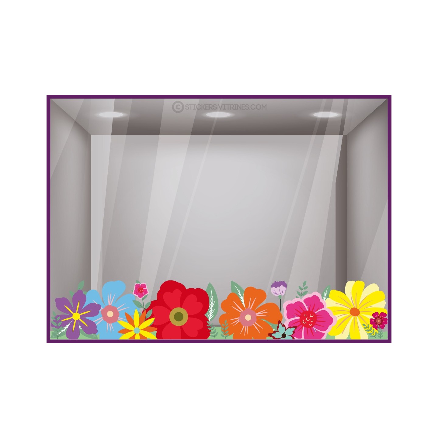 STICKER PRINTEMPS FRISE DE FLEURS DECORATION MAGASIN VITRINE BOUTIQUE VITROPHANIE ADHESIF AUTOCOLLANT GEANT PAS CHER