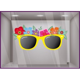 Déco de printemps opticien : Stickers Lunettes et Fleurs multicolores