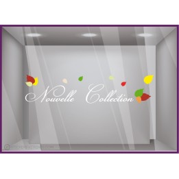 Sticker Nouvelles Collections Feuilles d'Automne VITRE DECORATION COMMERCE LETTRAGE ADHESIF