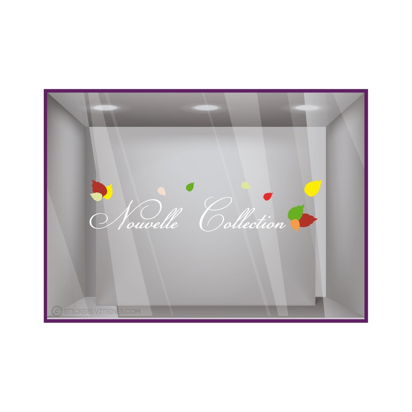 Sticker Nouvelles Collections Feuilles d'Automne VITRE DECORATION COMMERCE LETTRAGE ADHESIF
