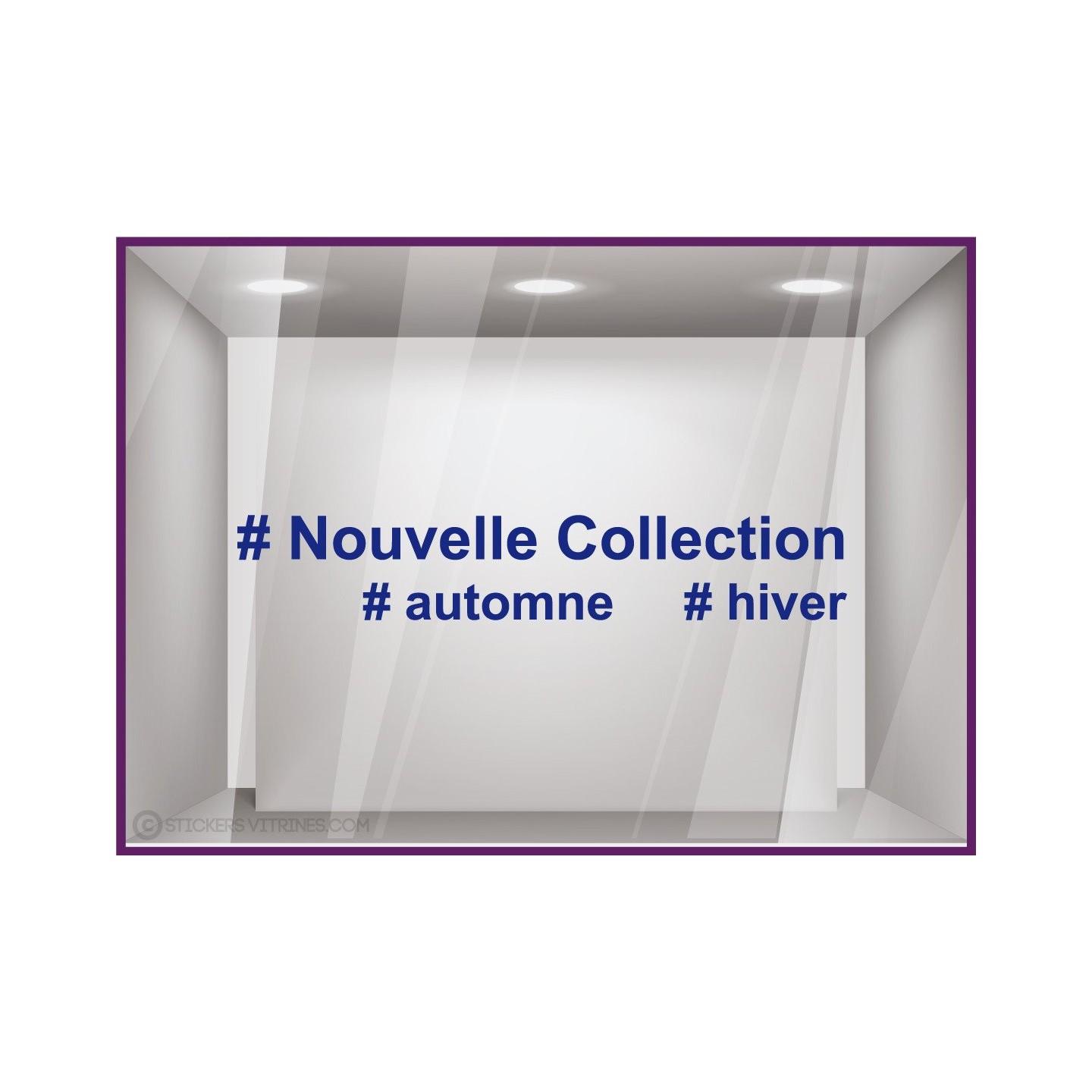 Sticker Nouvelle Collection Hashtag lettrage adhesif autocollant calicot vitrophanie magasin boutique mode vitrophanie devanture