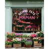 STICKER BONNE FETE MAMAN COEURS ET FLERUS LETTRAGES ADHESIF VITROPHANIE POUR VITRINE DE MAGASIN BIJOUTERIE