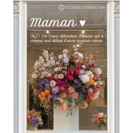 STICKER FETE DES MERES DEFINITION MAMAN VITROPHANIE POUR DECORATION DE VITRINE BOUTIQUE DE MODE ET BIJOUTERIE