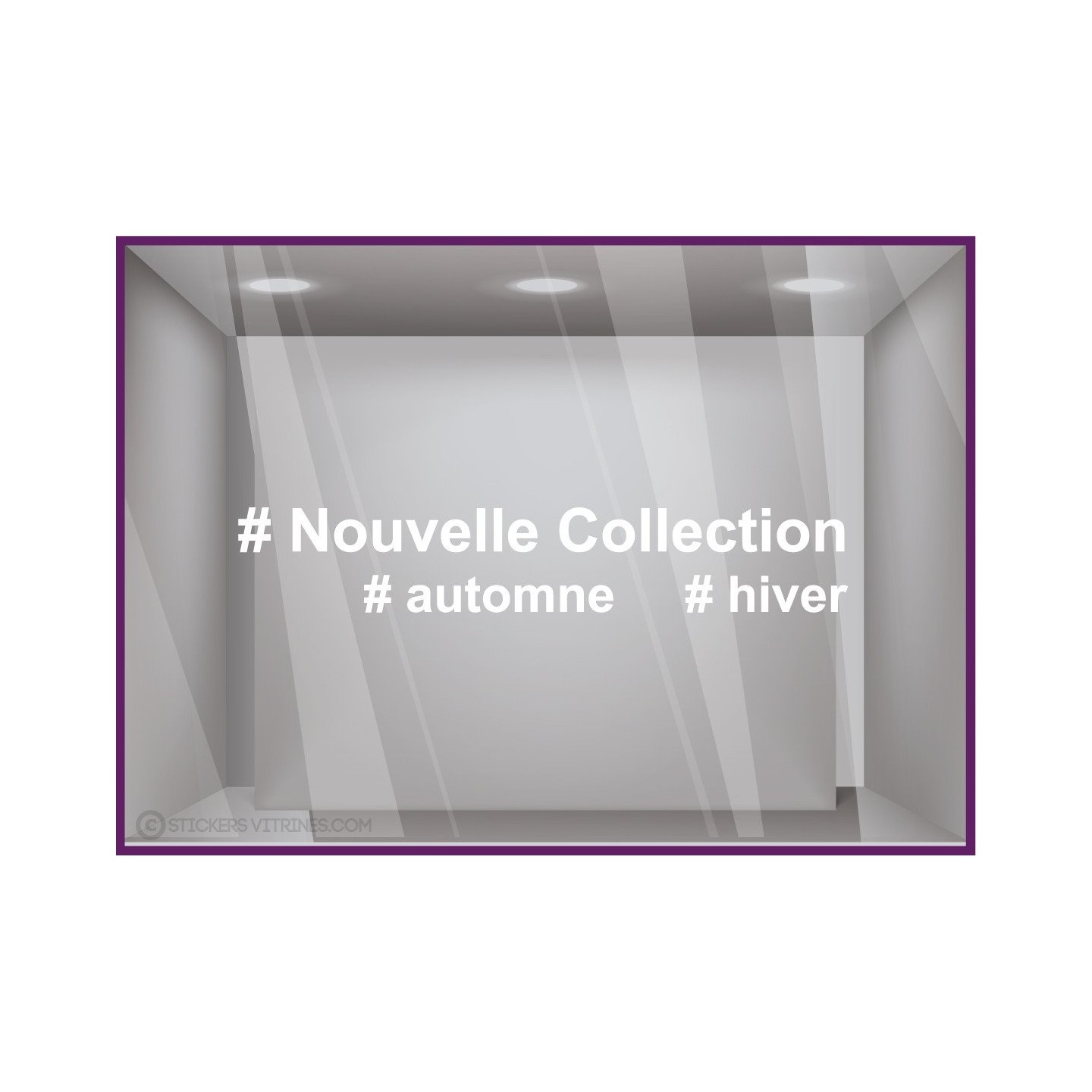 Sticker Nouvelle Collection Hashtag lettrage adhesif autocollant calicot vitrophanie magasin boutique mode vitrophanie devanture
