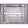 Sticker Nouvelle Collection Hashtag lettrage adhesif autocollant calicot vitrophanie magasin boutique mode vitrophanie devanture