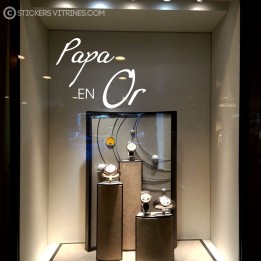 STICKER LETTRAGE ADHESIF PAPA EN OR POUR VITRINE FETE DES PERES POUR BIJOUTERIE VITROPHANIE