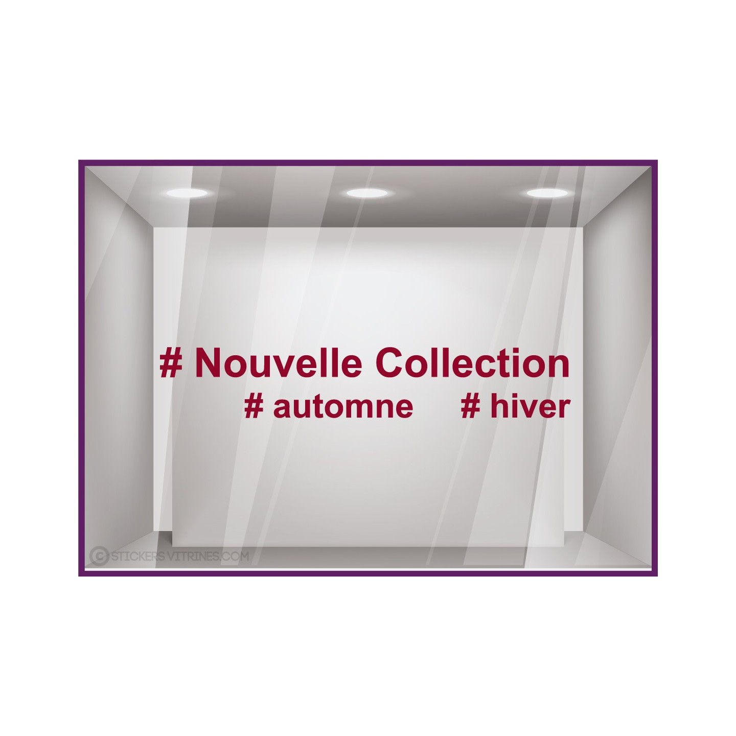 Sticker Nouvelle Collection Hashtag lettrage adhesif autocollant calicot vitrophanie magasin boutique mode vitrophanie devanture