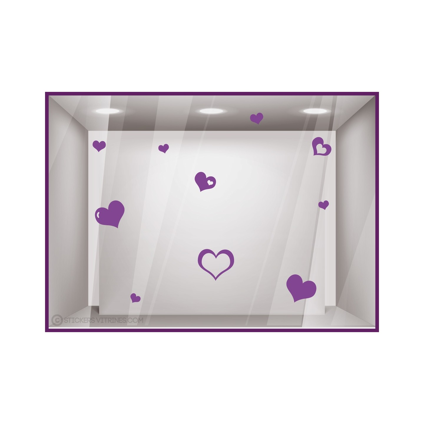 Stickers Coeurs vitrine vitrophanie saint valentin fete des meres calicot vitre magasin mode bijouterie maroquinerie boutique