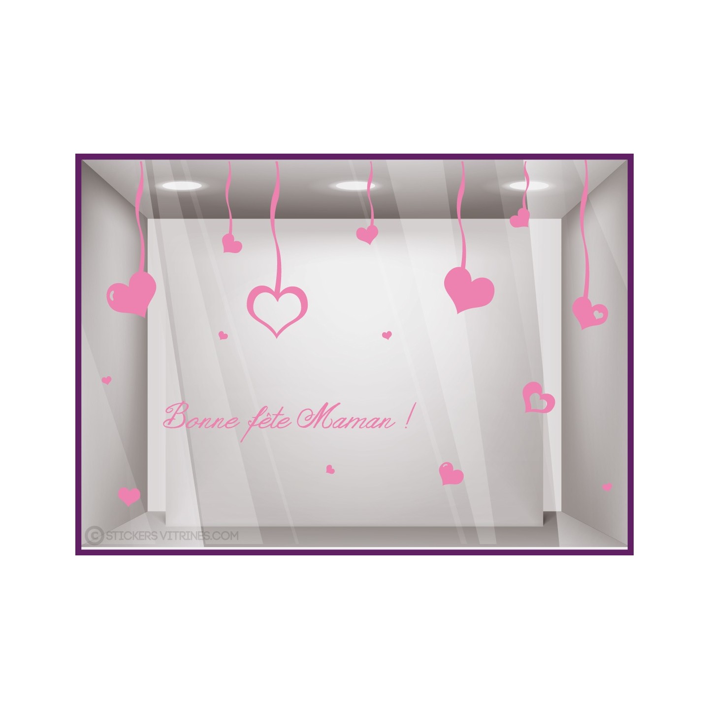 Kit de Stickers Bonne Fete Maman fete des meres mode institut beaute parfumerie bijouterie coeurs calicot