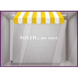 VITROPHANIE SOLEIL ME VOICI POUR DECORATION ETE VITRINE DE MAGASIN BOUTIQUE IMPRIMEUR FOURNISSEUR AUTOCOLLANT GEANT PAS CHER