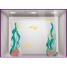 STICKER POUR VITRINE DE MAGASIN IDEE DECORATION ETE ALGUE CORAIL POISSON VITROPHANIE BOUTIQUE