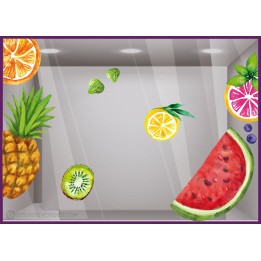sticker fruit exotiques en autocollant geant pour décoration de vitrine été en vitrophanie pour magasin et boutique