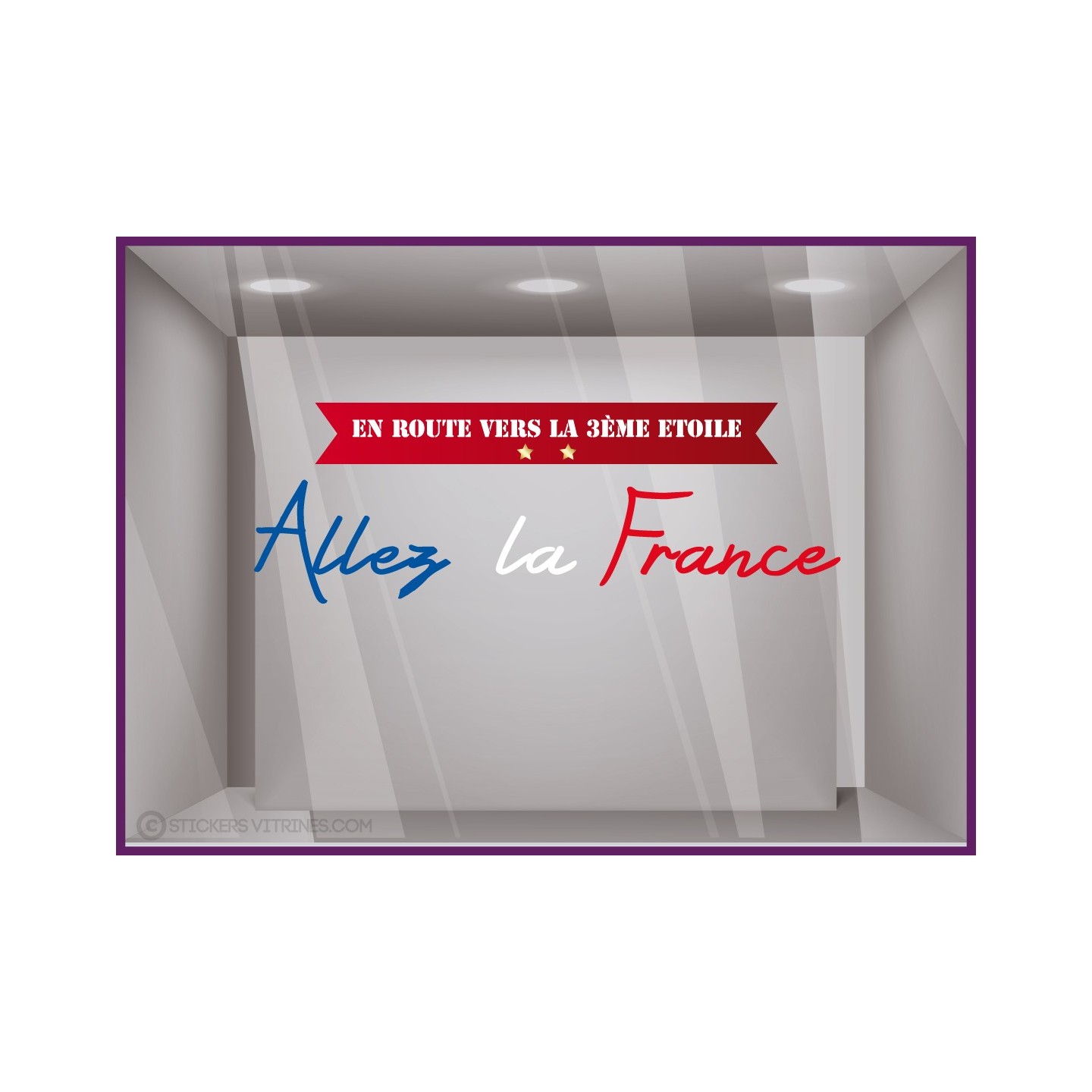 VITROPHANIE-DECORATION-ADHESIF-MAGASIN-COMMERCE-VITRE-LETTRAGE AUTOCOLLANT coupe du monde allez la france football