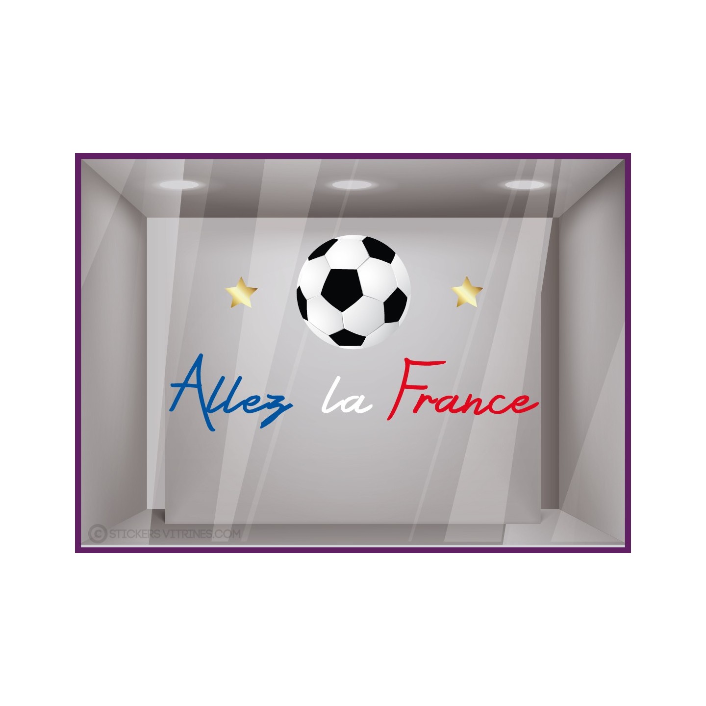 Sticker Allez les Bleus Football pour vitrines de magasin de sports FRANCE VITROPHANIE M AGASIN BOUTIQUE COUPE DU MONDE