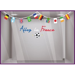 stickers allez la france ballon football guirlande drapeau vitrophanie idee decoration. vitrine de magasin
