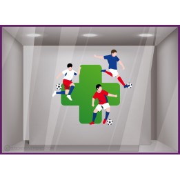 Idée décoration vitrine: Sticker Croix de Pharmacie Football