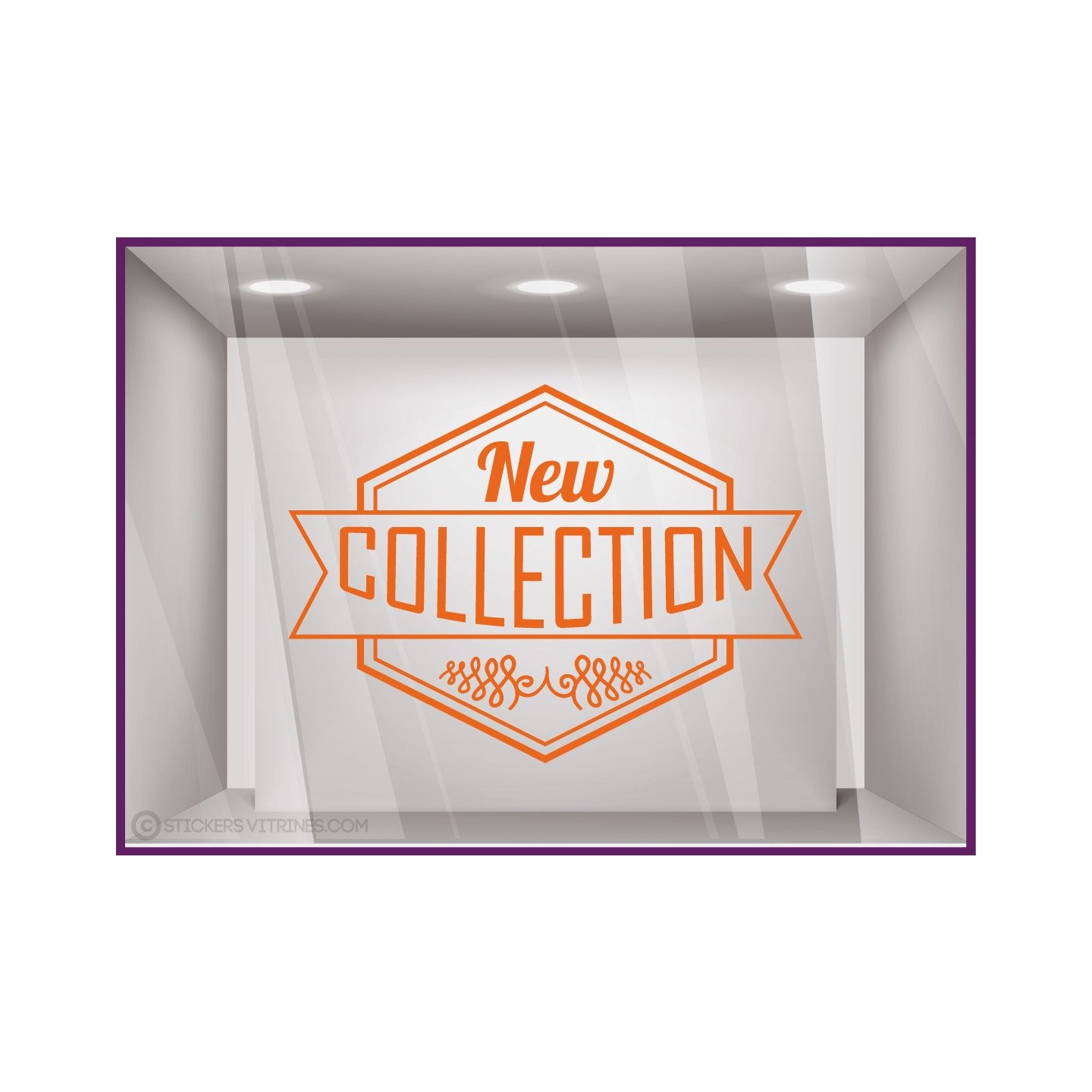 Sticker Banniere New Collection Hipster calicot lettrage autocolant adhesif vitrophanie mode boutique magasin enseigne vitre