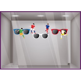 STICKER LUNETTES FOOTBALL COUPE DU MONDE EURO VITROPHANIE IDEE DECORATION  VITRINE OPTICIEN