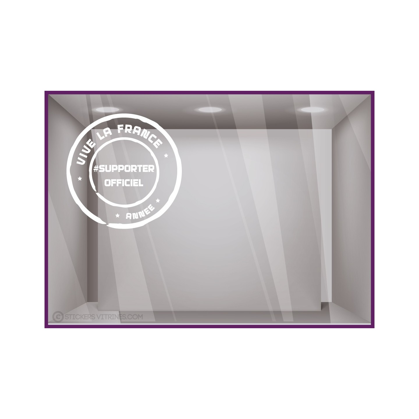 STICKER VIVE LA FRANCE VITROPHANIE POUR BOUTIQUE DE SPORT SUPPORTER OFFICIEL TAMPON BOUTIQUE