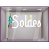 STICKER SOLDES ALGUES ET POISSON OCEAN POUR VITRINE DE MAGASIN VITROPHANIE LETTRAGE ADHESIF POUR BOUTIQUE PAS CHER