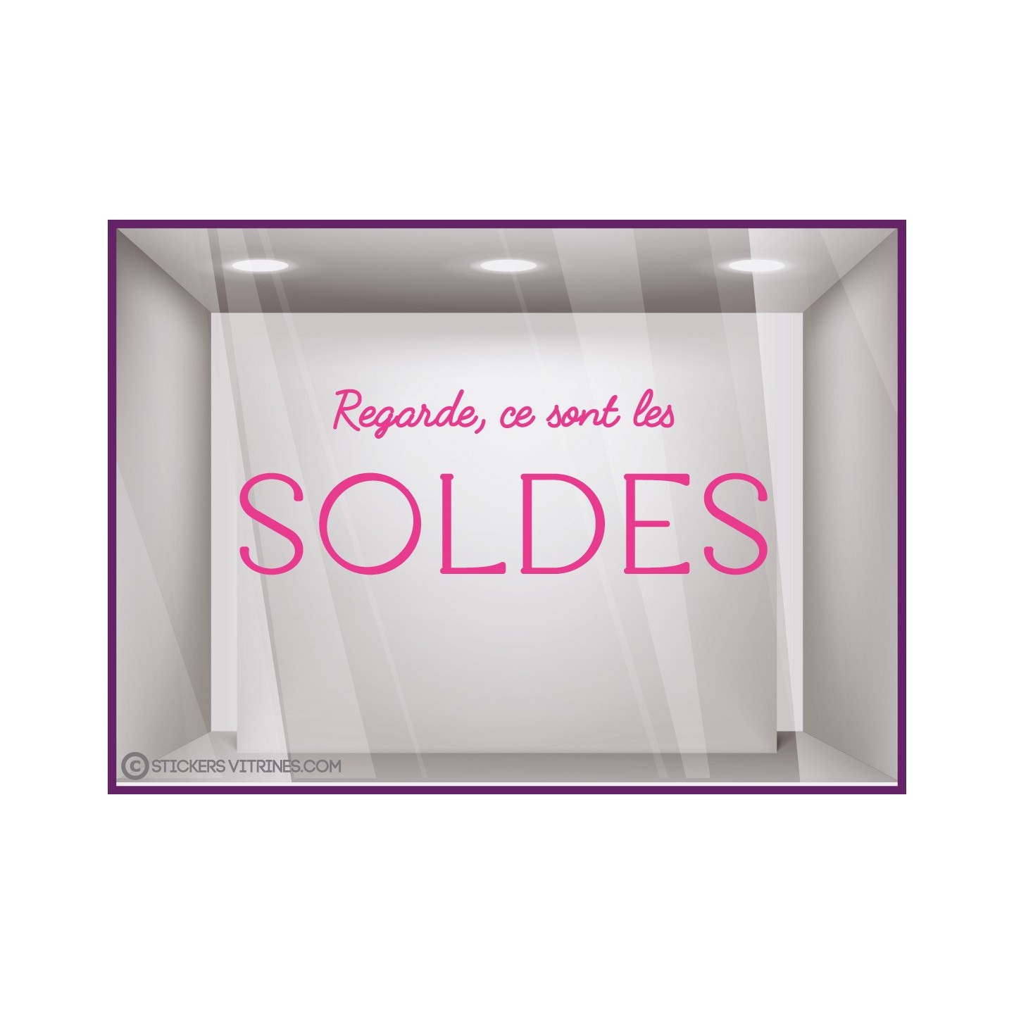 STICKER REGARDE CE SONT LES SOLDES POUR OPTICIEN. LETTRES AUTOCOLLANTES VITROPHANIE PAS CHER BOUTIQUE FABRICANT
