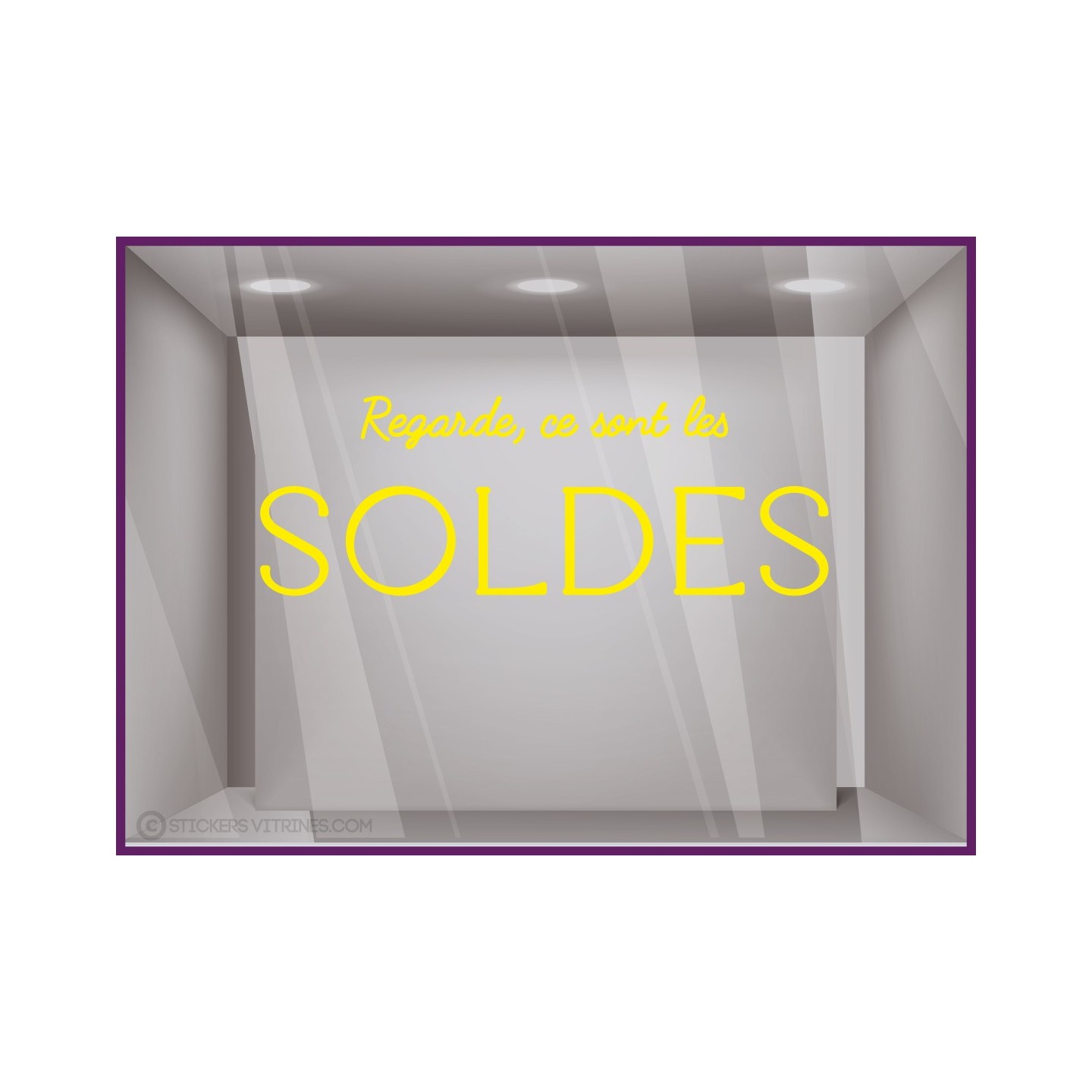 STICKER REGARDE CE SONT LES SOLDES OPTICIEN IDEE DECORATION MERCHANDISING LETTRAGE ADHESIF PAS CHER FOURNISSEUR