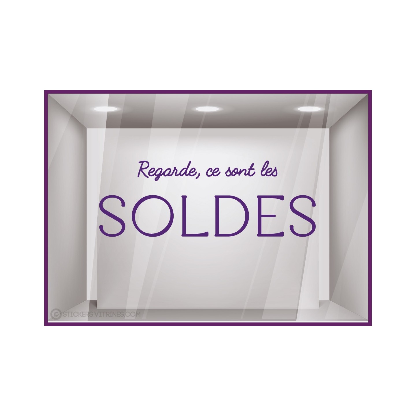 STICKER REGARDE CE SONT LES SOLDES OPTICIEN VITRINE MAGASIN OPTIQUE DECO ORIGINALE AUTOCOLLANT GEANT CALICOT CREATION