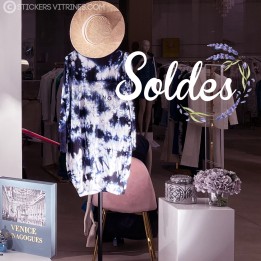 Sticker adhésif Soldes Lavande pour vitrine de destockage et braderie