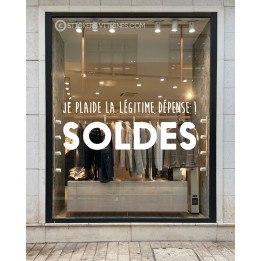 Sticker Soldes Légitime Dépense pour décorer vos vitres pour les soldes