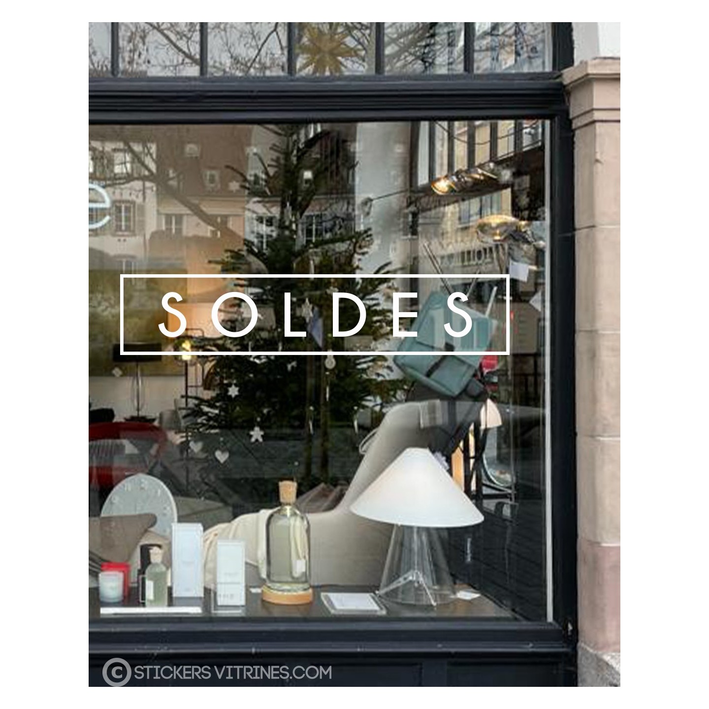 STICKER SOLDES CADRE DESIGN LETTRAGE ADHESIF PROFESSIONNEL VITRINE MAGASIN LETTRES AUTOCOLLANTES BOUTIQUE PAS CHER FOURNISSEUR
