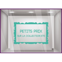 Sticker Petits Prix sur Collection d'Été DEVANTURE MAGASIN BOUTIQUE ADHESIF DECORATION