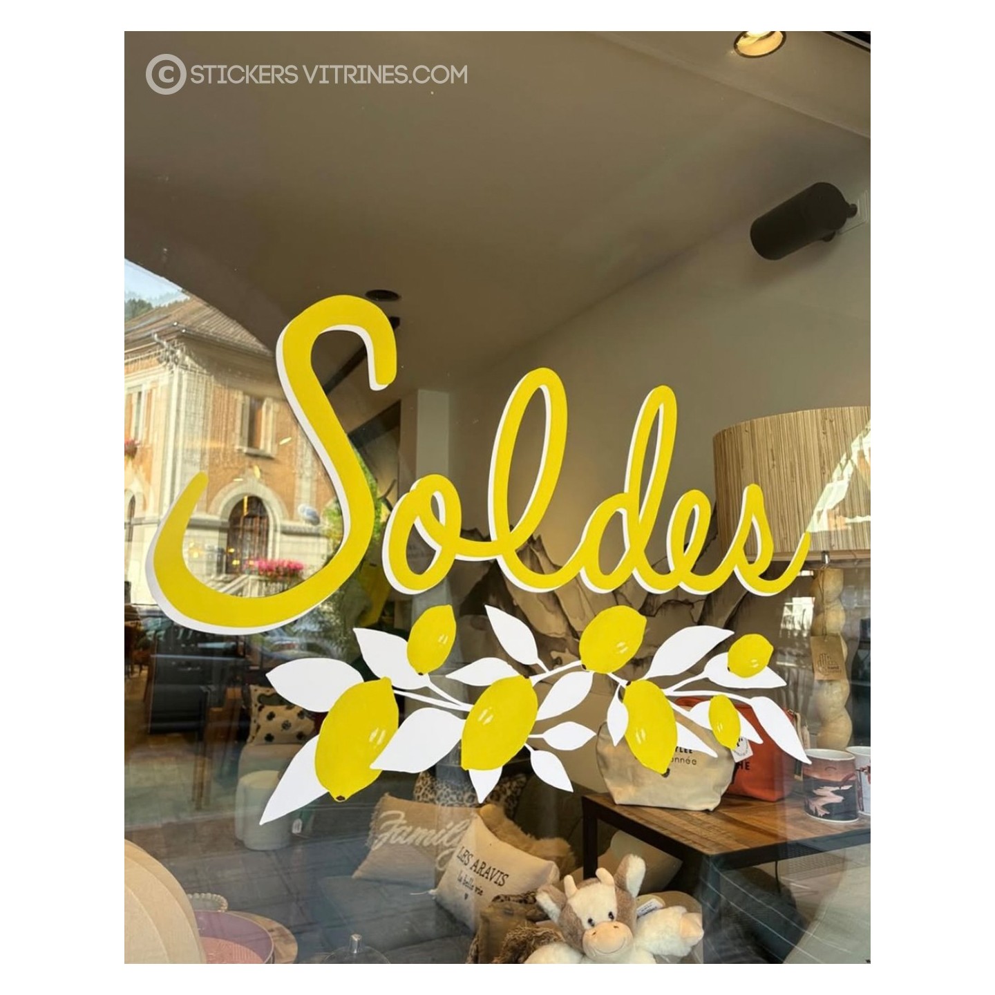 Idée décoration : Sticker Soldes Citron pour boutique de mode