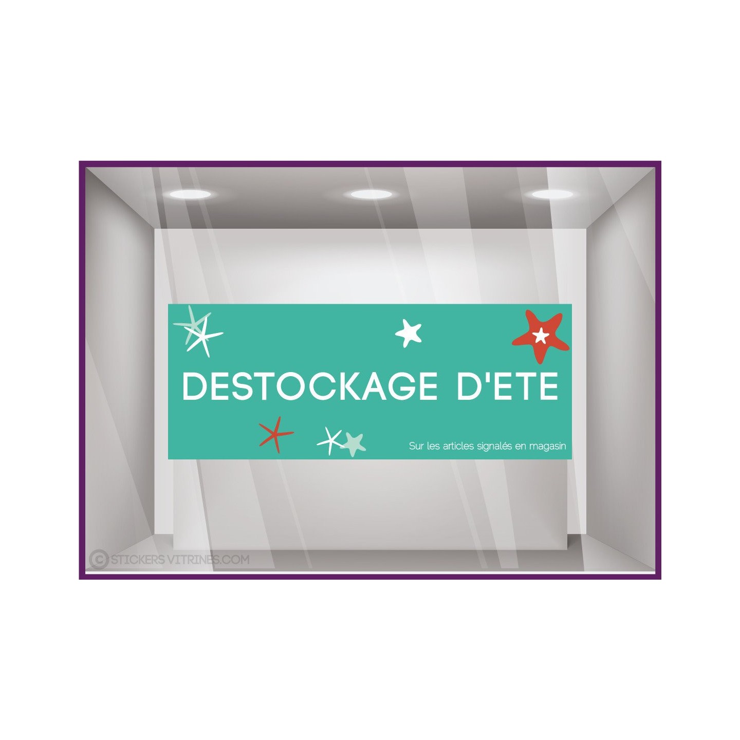 Sticker Destockage d'Été vitrophanie adhésif calicot boutique enseigne devanture vitrine soldes magasin