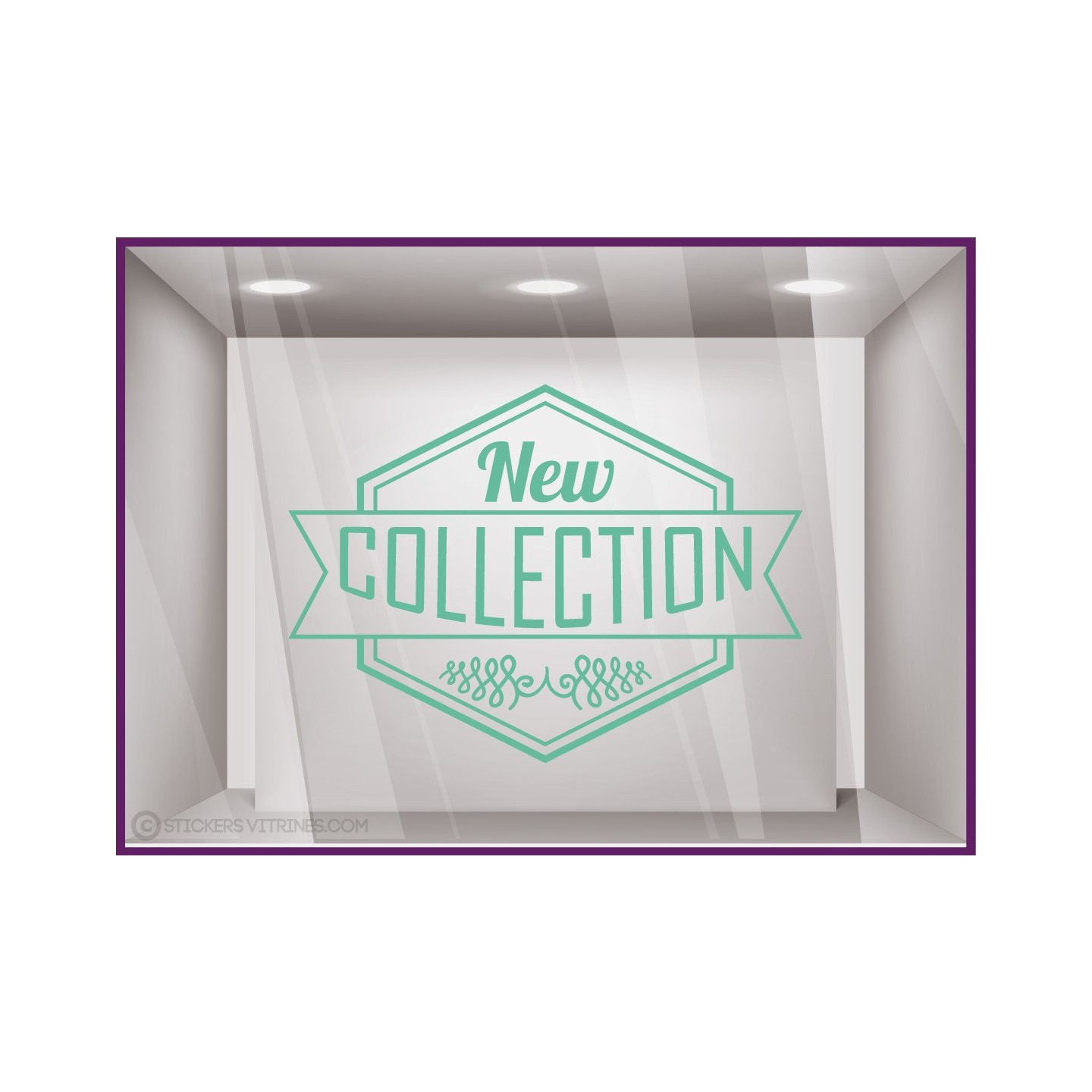 Sticker Banniere New Collection Hipster calicot lettrage autocolant adhesif vitrophanie mode boutique magasin enseigne vitre