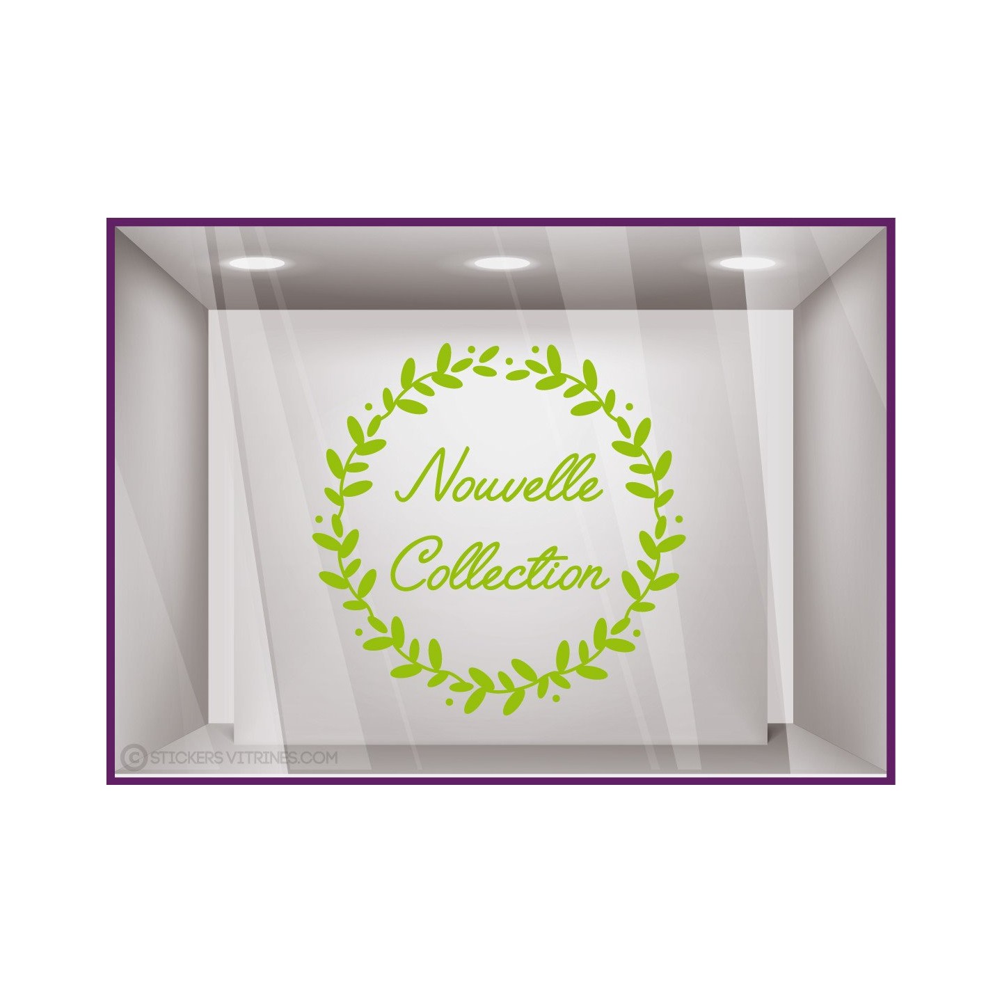 Sticker Couronne Nouvelle Collection lettrage adhesif autocollant calicot vitrophanie devanture vitrine decoration mode vitre