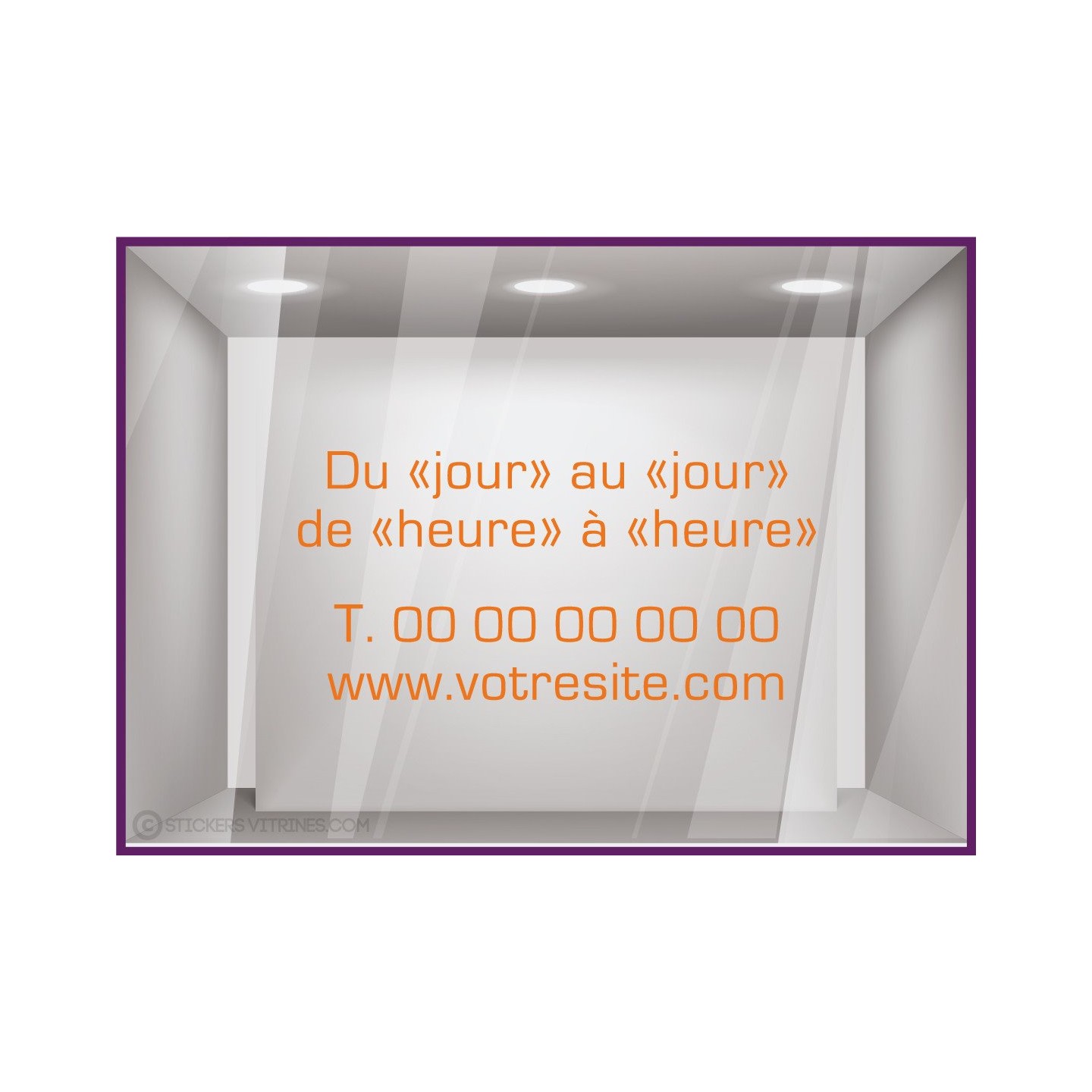 Sticker-Horaires-Classique a personnaliser-vitrine-cafe-lettrage adhesif-texte autocollant-devanture