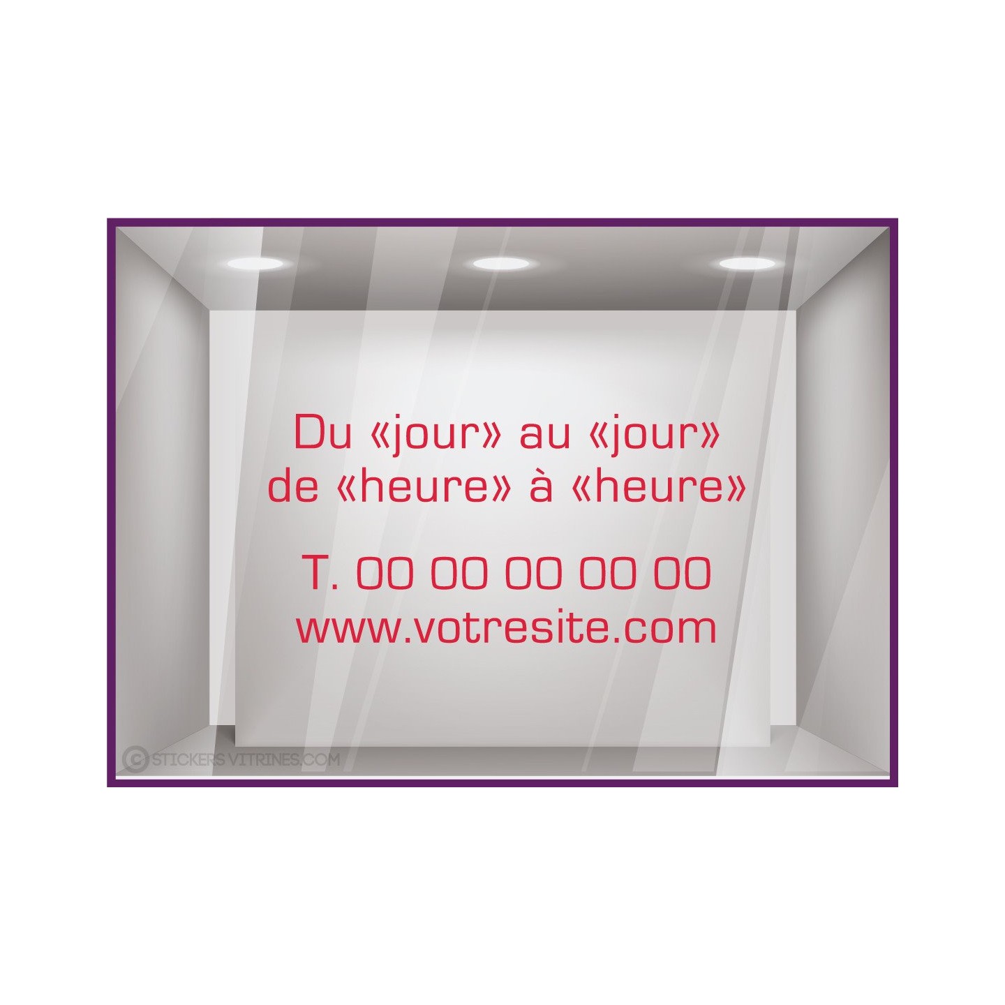 Sticker-Horaires-Classique a personnaliser-vitrine-cafe-lettrage adhesif-texte autocollant-devanture