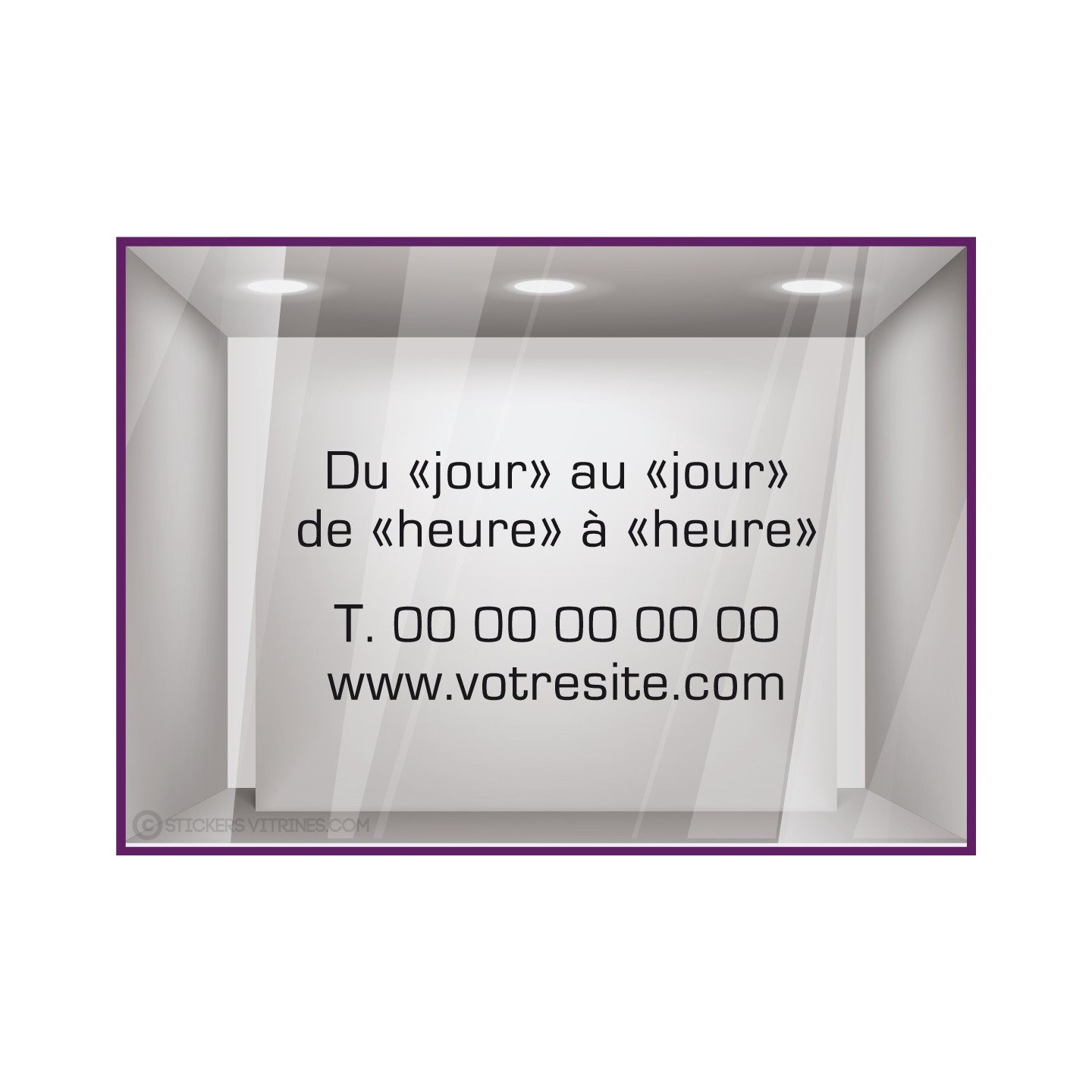 Sticker-Horaires-Classique a personnaliser-vitrine-cafe-lettrage adhesif-texte autocollant-devanture