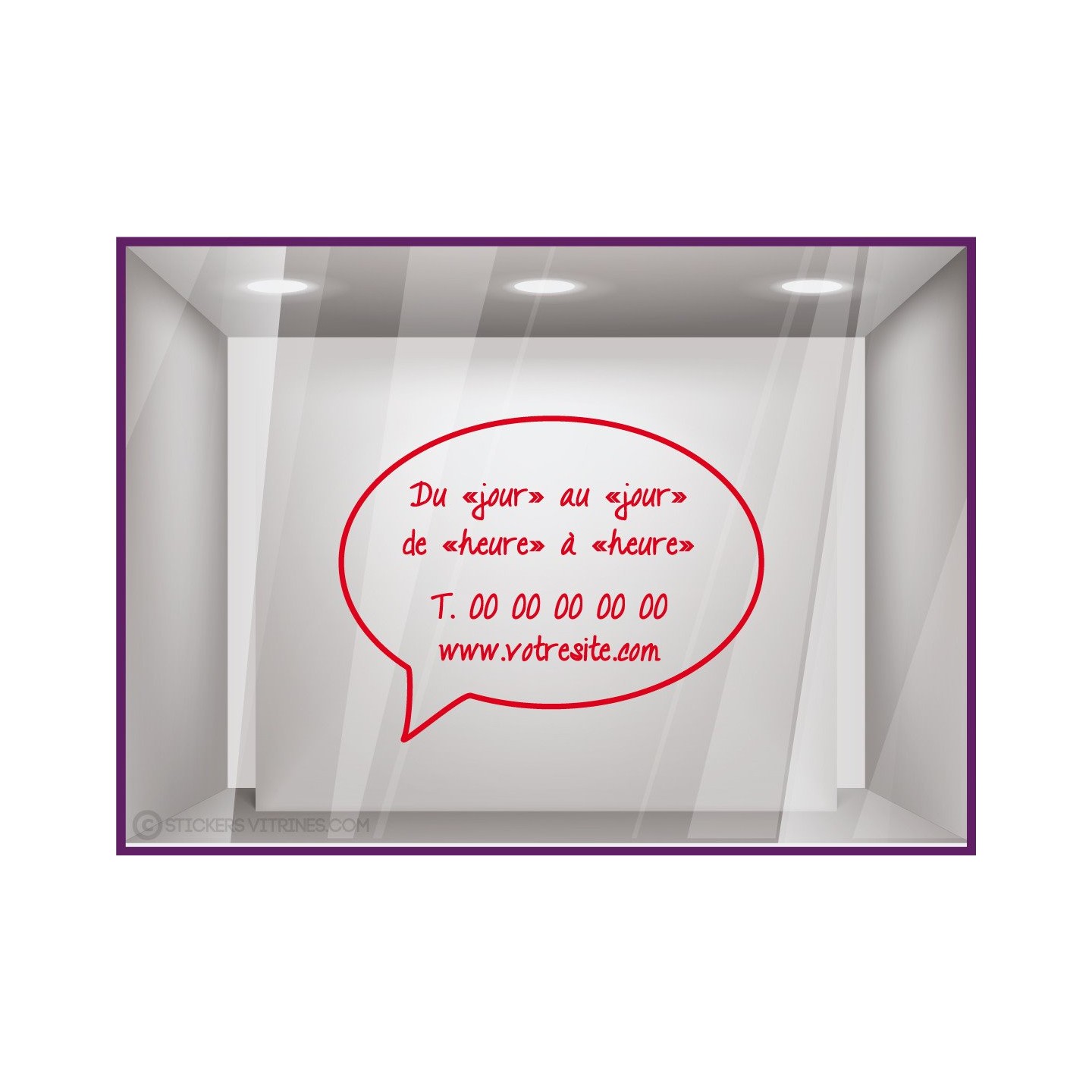 Sticker-Horaires-Bulle a personnaliser-vitrophanie-BD-vitrine-bar-bistro-signaletique