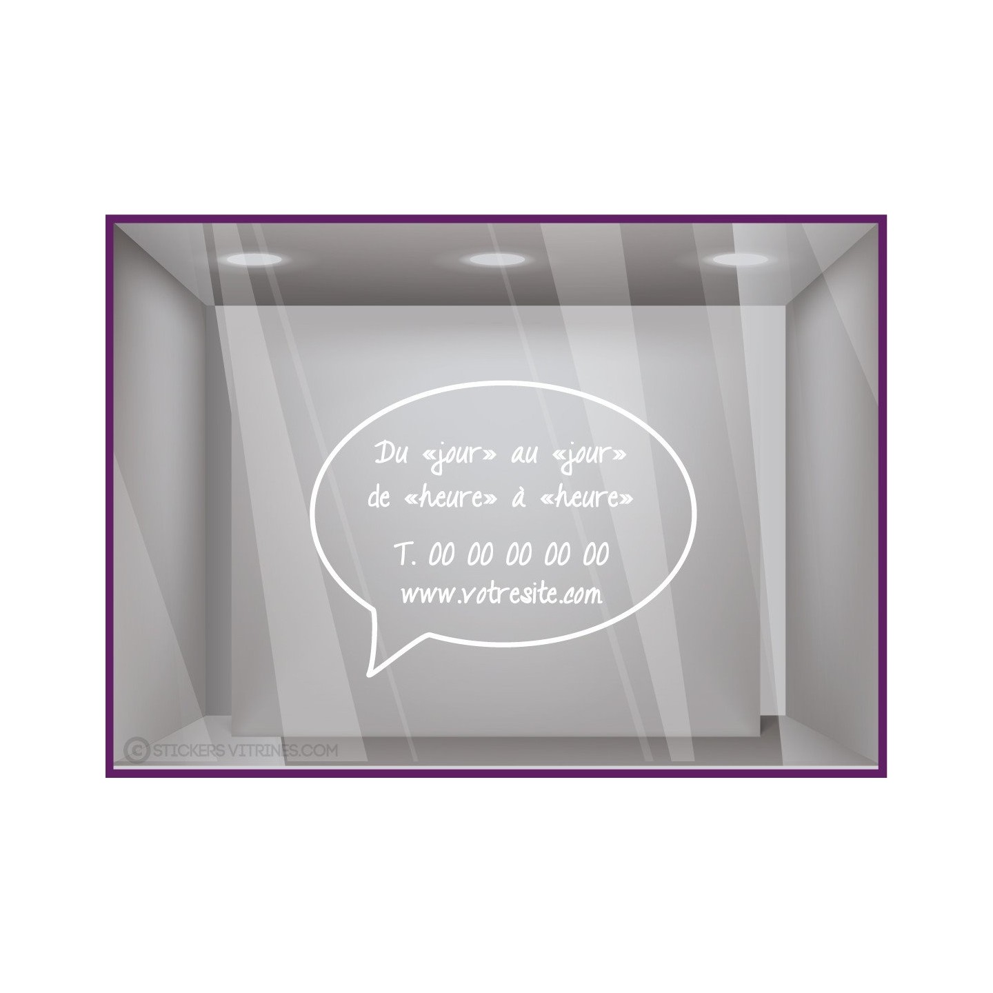 Sticker-Horaires-Bulle a personnaliser-vitrophanie-BD-vitrine-bar-bistro-signaletique