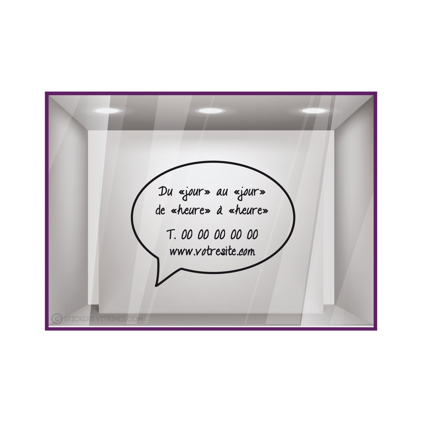 Sticker-Horaires-Bulle a personnaliser-vitrophanie-BD-vitrine-bar-bistro-signaletique